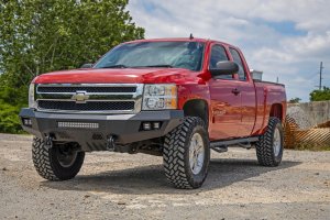 Chevrolet Silverado 1500 Front Bumper - Rough Country - LED Bumper with Rough Country LED Cubes + 20in LED Light Bar - Flat Black - '07-'13